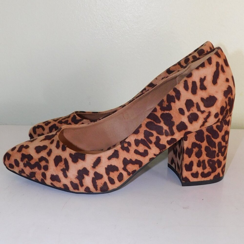torrid Leopard Print Block Heel Pumps in Tan and Brown